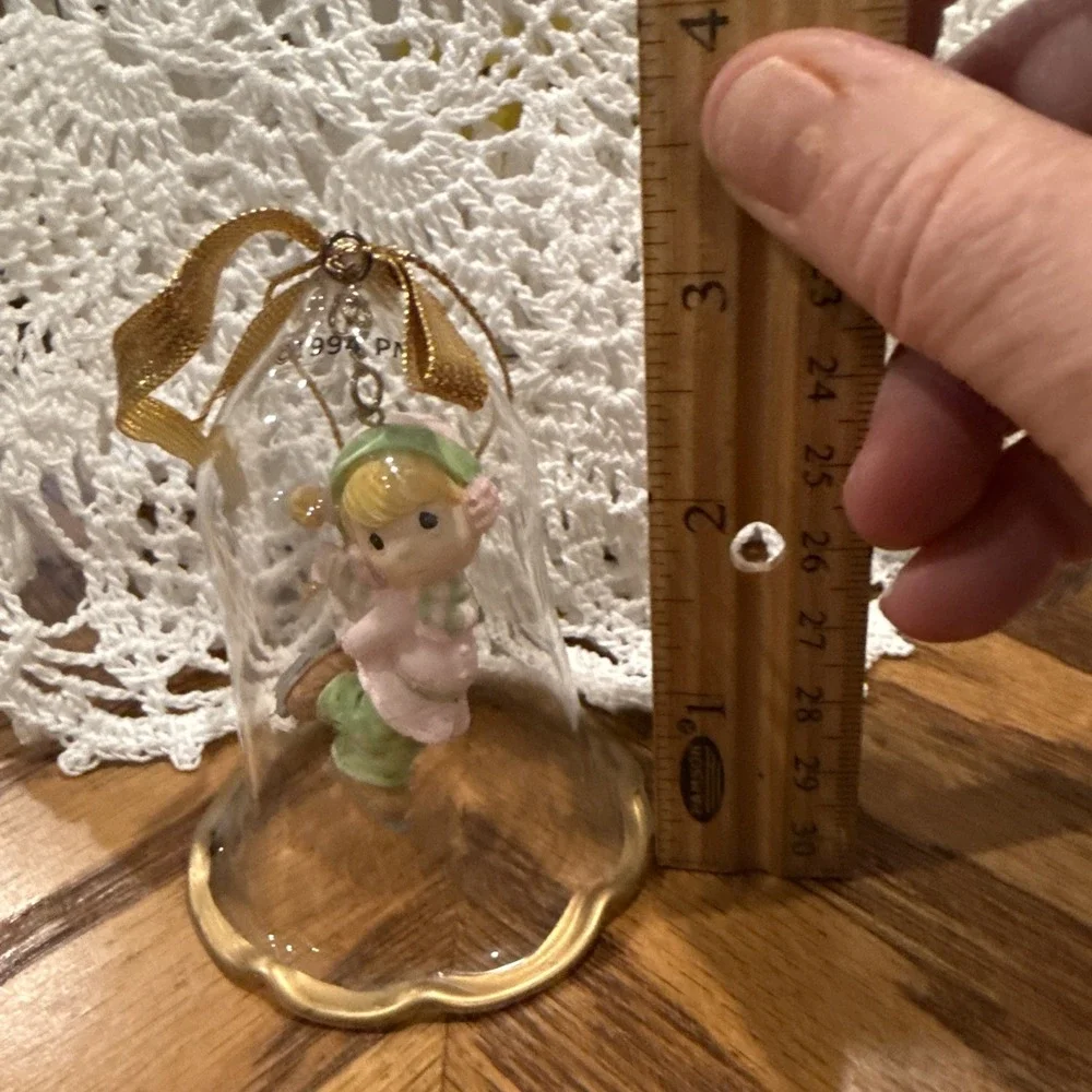Vintage Enesco Precious Moments Christmas Glass Bell Ornament